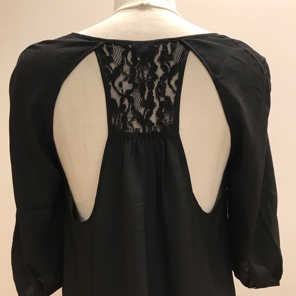 Urban Outfitters “Sparkle&Fade” Black Blouse with Lace and Keyhole Back Detail - Picture 7 of 9